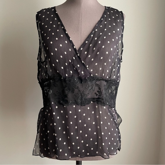 Alice + Olivia Black Sheer polka dot tank top